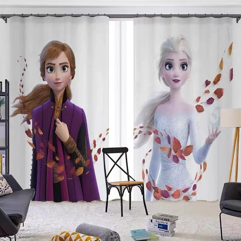Disney Frozen Aisha & Anna Curtains Children'S Room Cartoon Blackout