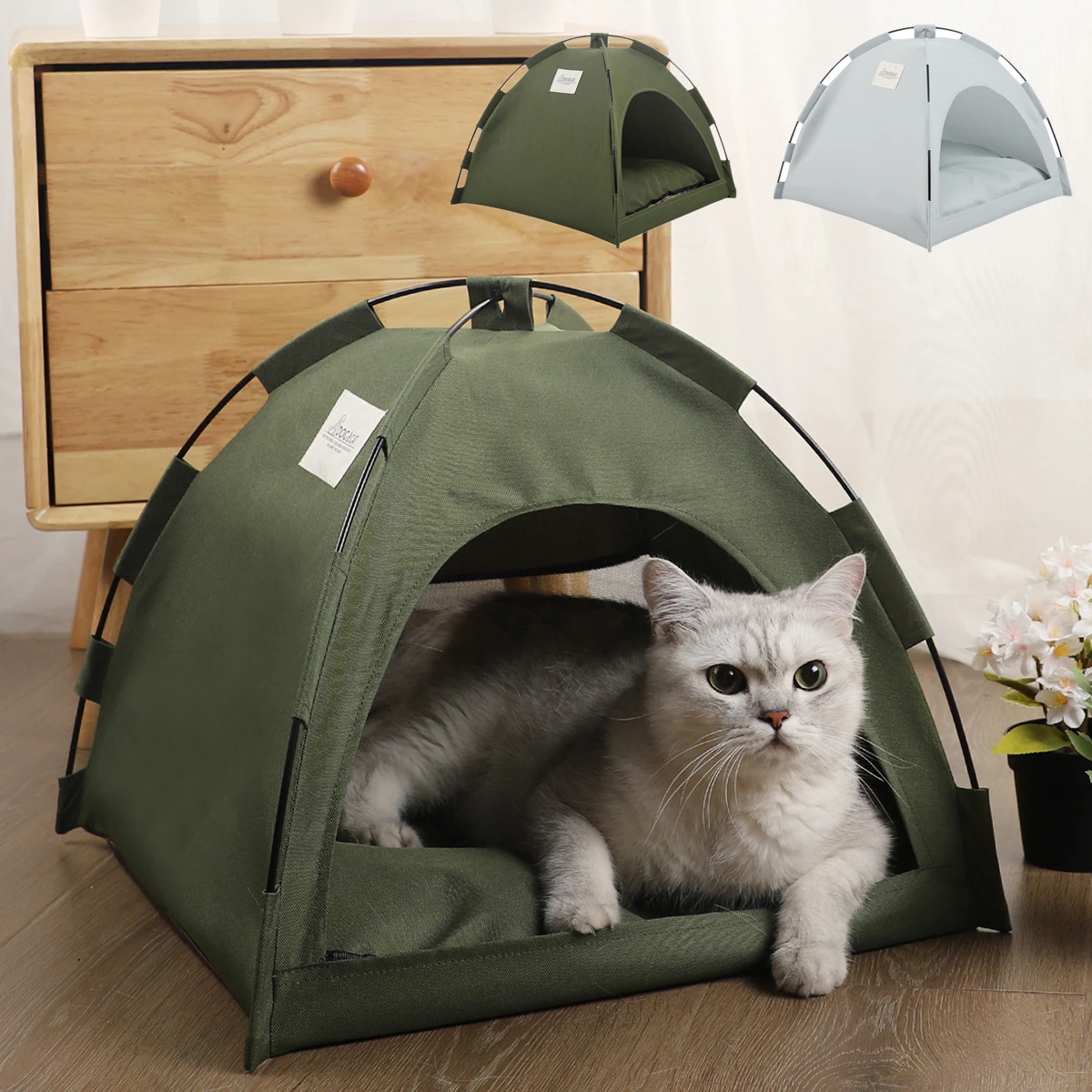 

Cat Tent Dog Bed Pet Teepee with Cushion for Dog Kennel Indoor Cat Nest Cat Bed for Kitten Puppy Cave Dog House Pet Sofa