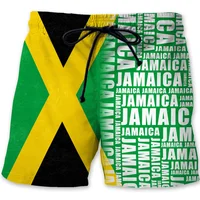 Jamaica 3D Printed Beach Shorts For Men Jamaican Flag Pattern Surf Board Shorts Summer Vacation Swim Trunks Quick Dry Ice Shorts 1