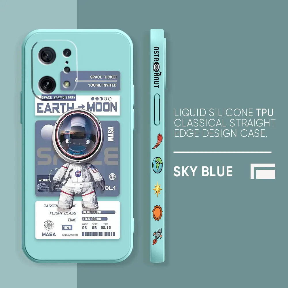 thumbnail image 1 of Funda para OPPO FIND X6 X3 REALME X7 X50 RENO 2 4Z 4 6 Lite 5Z 5F 4G 5G PRO Funda de silicona líquida divertido astronauta paseo espacial, 1 of 5