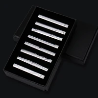 8pcs Tie Clips Metal Diamond With Box For Men Wedding Mens Necktie Clips Set Chrome Stainless Steel Jewelry Gentleman Ties Pin