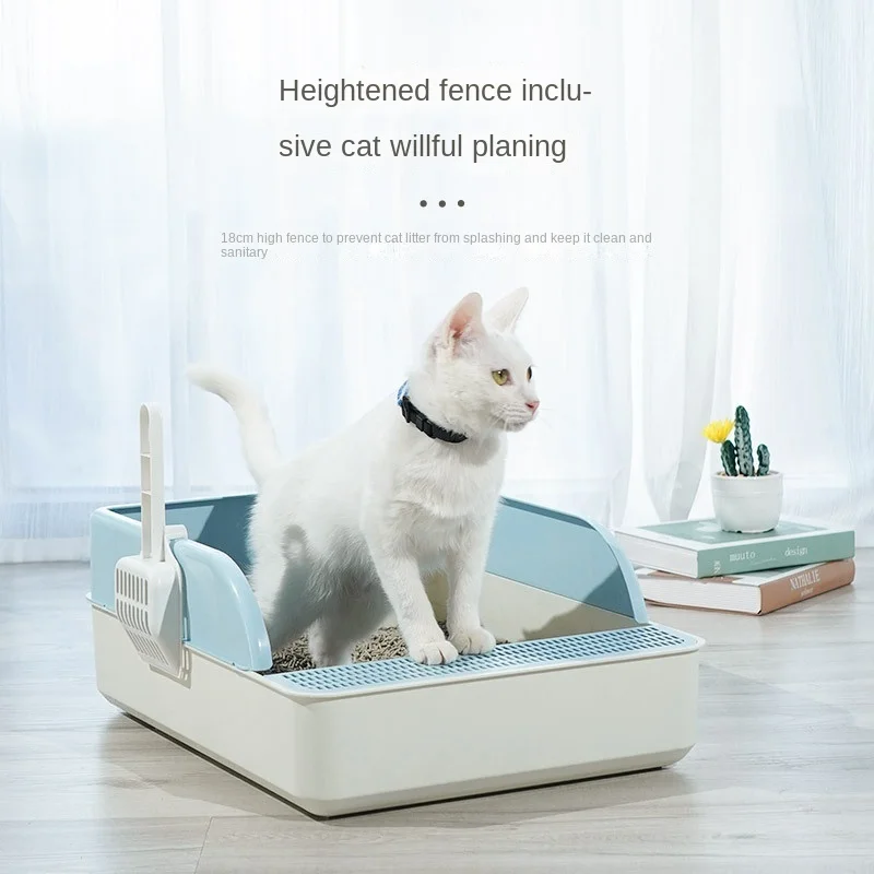 

Cat Litter Box Cats Toilettes Pet Large Semi Closed Plastic Litter Basin WC Pets Toilet Cat-toilet-training-kit