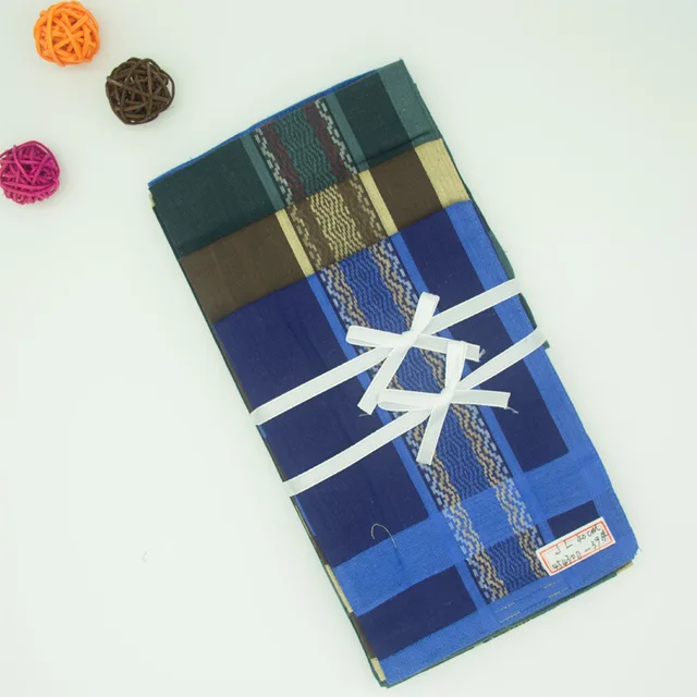 Négyzet Alakú Kockás Csík Zsebkendők Férfiak Klasszikus Vintage Zseb Pamut Törülköző Az Esküvői Partihoz40X40Cm Véletlenszerű - Image 3