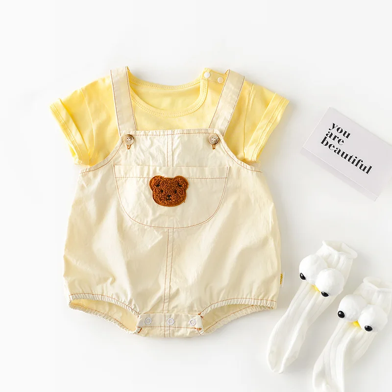 Summer Baby Romper for 0 2 Years Old Lightweight Bear Embroidered