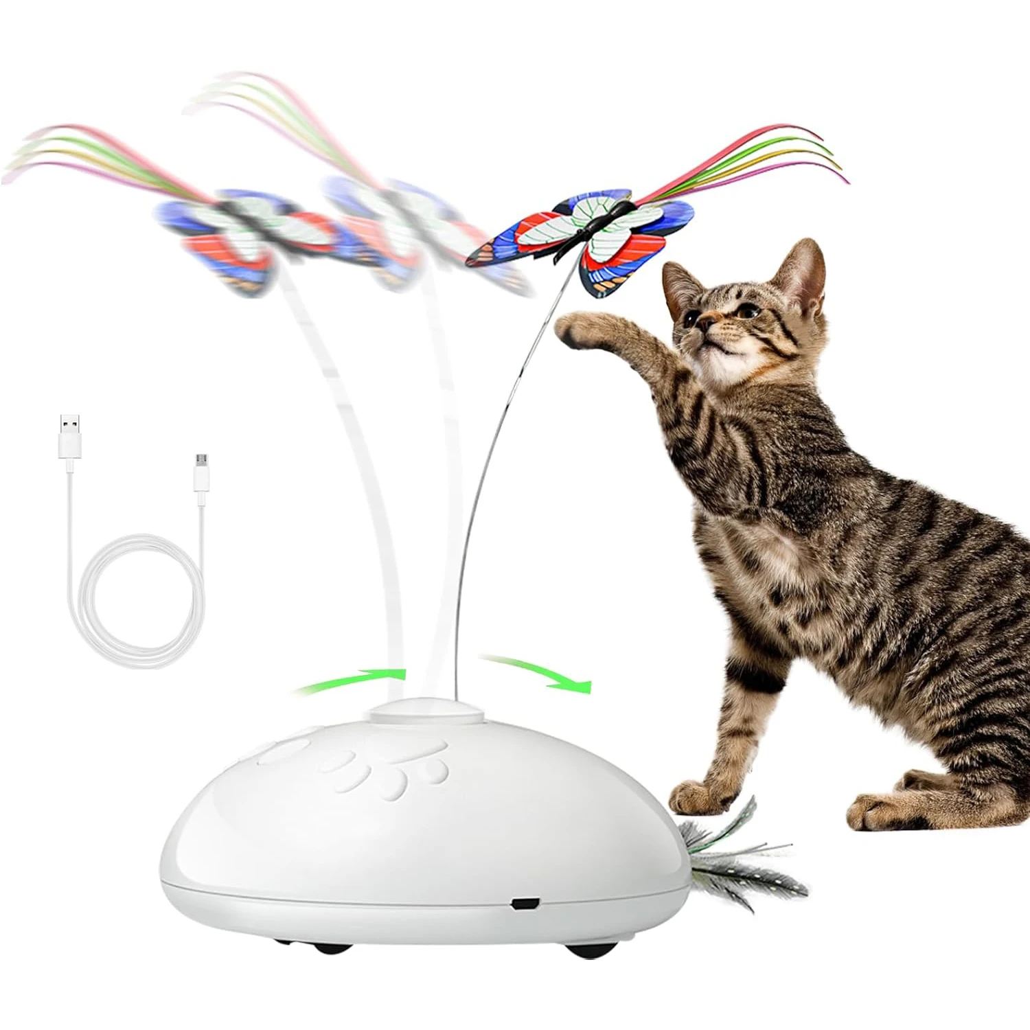 

Автоматическая игрушка для кошек в виде бабочки, интерактивная электронная игрушка для кошек 3 в 1, движущиеся игрушки для кошек, птичье Искусственное перо, игрушечная палочка для кошек