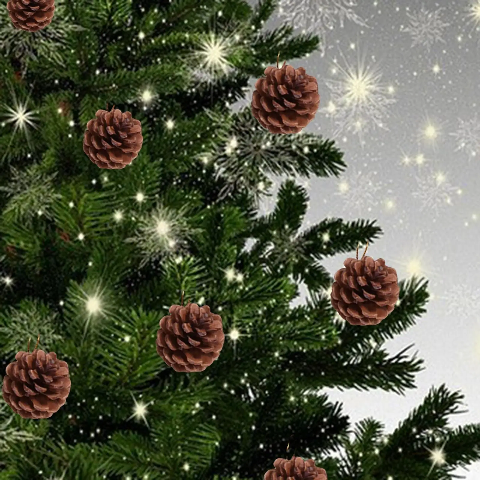 

9Pcs Christmas Pine Cones Pendant with String Photo Props Xmas Hanging Ornament for Bedroom Thanksgiving Wreath Indoor Party