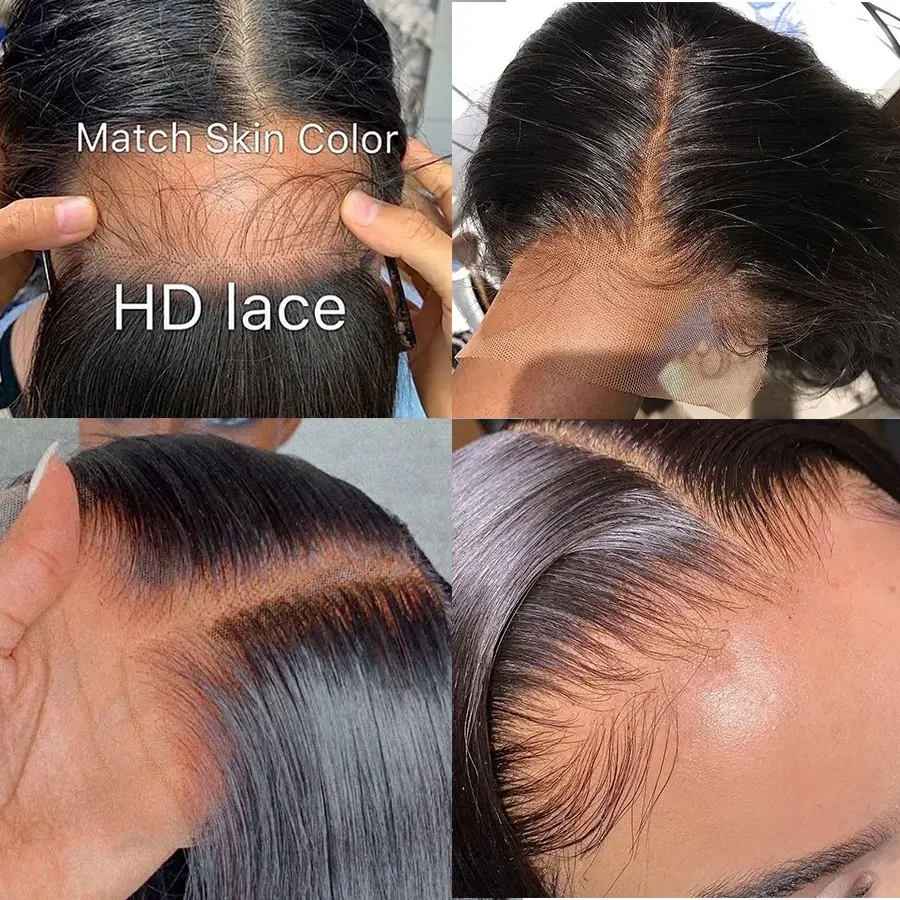 Choice 200 Density 13x4 13x6 Full Frontal 360 HD Transparent Lace 40 46 Inch Long Straight Closure Human Hair Pre plucked Wigs 4