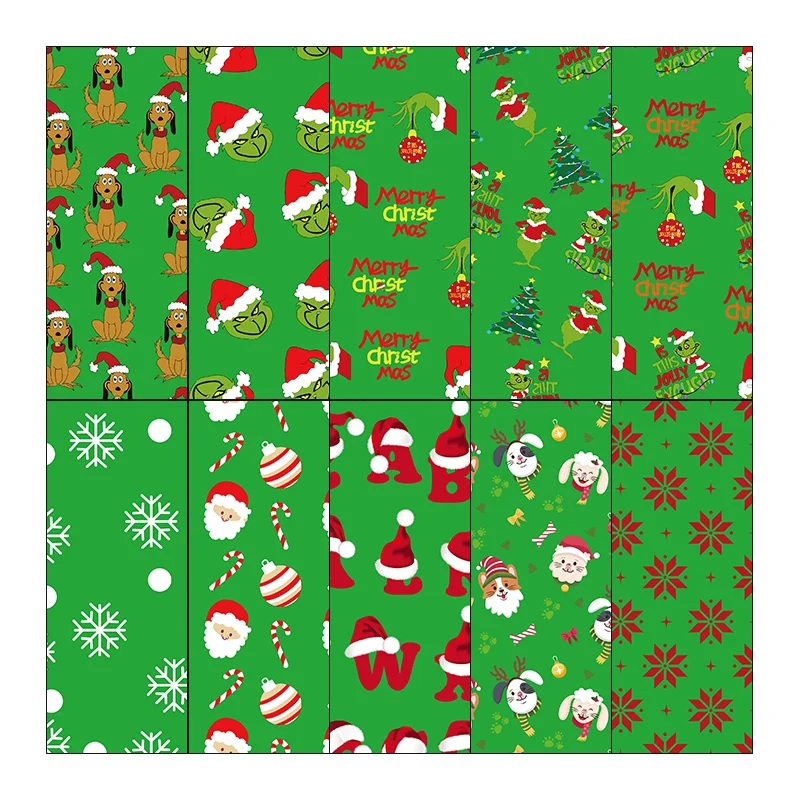 

Christmas Themed Printed Faux Synthetic Leather Fabric Sheets for Tissue Sewing Quilting Fabric Needlework Material Home Decor