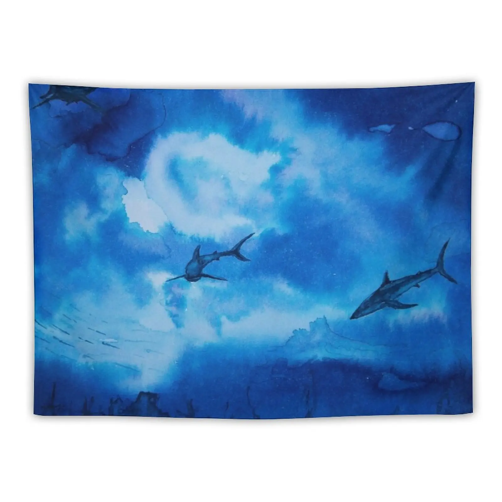 

Sharks in ink blue Tapestry Tapestries Tapestry Wall Hanging Wall Carpet House Decorations