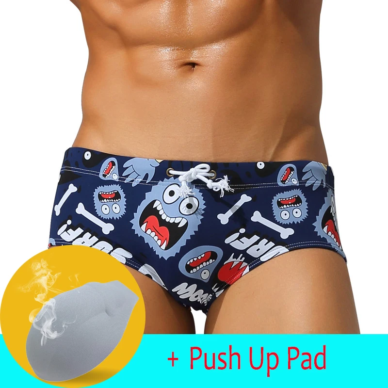 Swim Trunks Men Swim Shorts With Front Pad Low Waist
