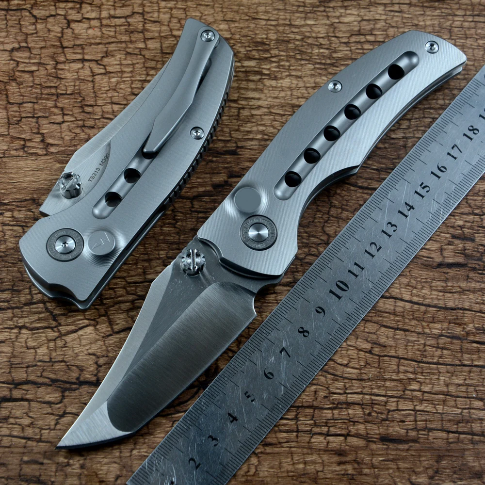 Складной нож TWOSUN M390 с атласным лезвием для выживания титановая ручка TC4 походный