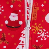 Kids Girls Long Sleeve Athletic Swimsuit Beach Sports Bathing Suit Zipper Beachwear Christmas Santa Pattern Stylish Swimwear 4