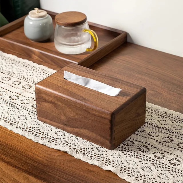Black Walnut Wood Tissue Box Modern Art Handmade Coffee Table Desktop Paper  Boxes Home Bedroom Bedside Tissue Paper Organizer - AliExpress