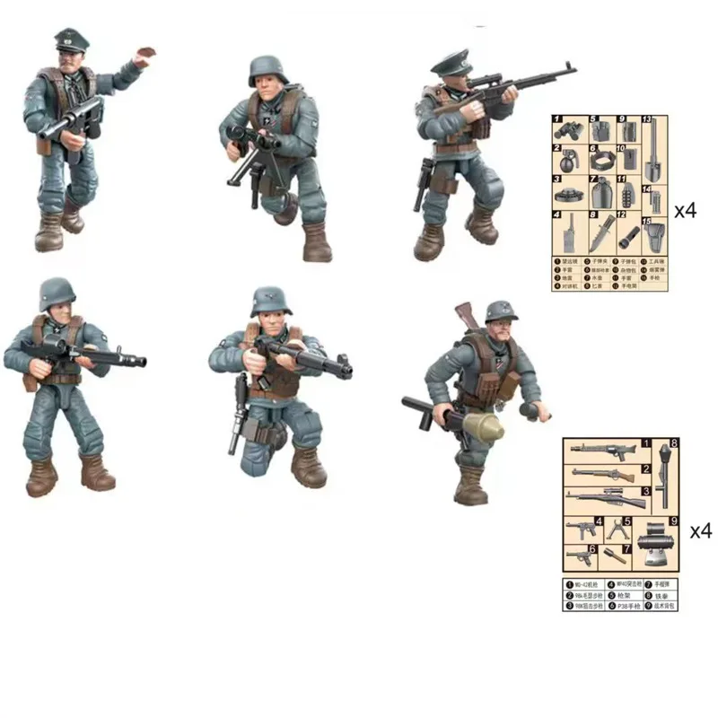 Assembled joint movable World War II soldier military model building block figurine sand table scene toy building blocks toys