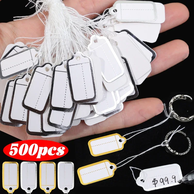 

100/500pcs Gold Silver Jewellery Store Display Cards Jewelry String Cord Price Tags DIY Earring Price Label Business Packaging