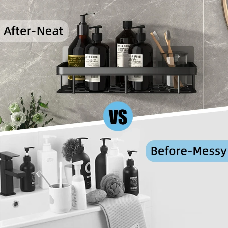 Bathroom Shelf Makeup Storage Organizer Aluminum Alloy Shampoo Rack Shower Shelf Bathroom Accessories No Drill Wall storage rack bathroom shelf shower shelf bathroom storage shelf storage shelf bathroom accessories shower rack bathroom corner shelf shampoo rack floating shelves
