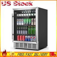 24'' Inch Under Counter/Freestanding Beverage Refrigerator Cooler Fridge Frost-Free Stainless Steel Beverage Cooler 190 Cans 1