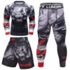 Hot Sale Boxing Training Kits Wolf Print Mma BJJ Rashguard Jiu jitsu T-shirt + Muay Thai Shorts Men Compression Combat Sportsuit 3