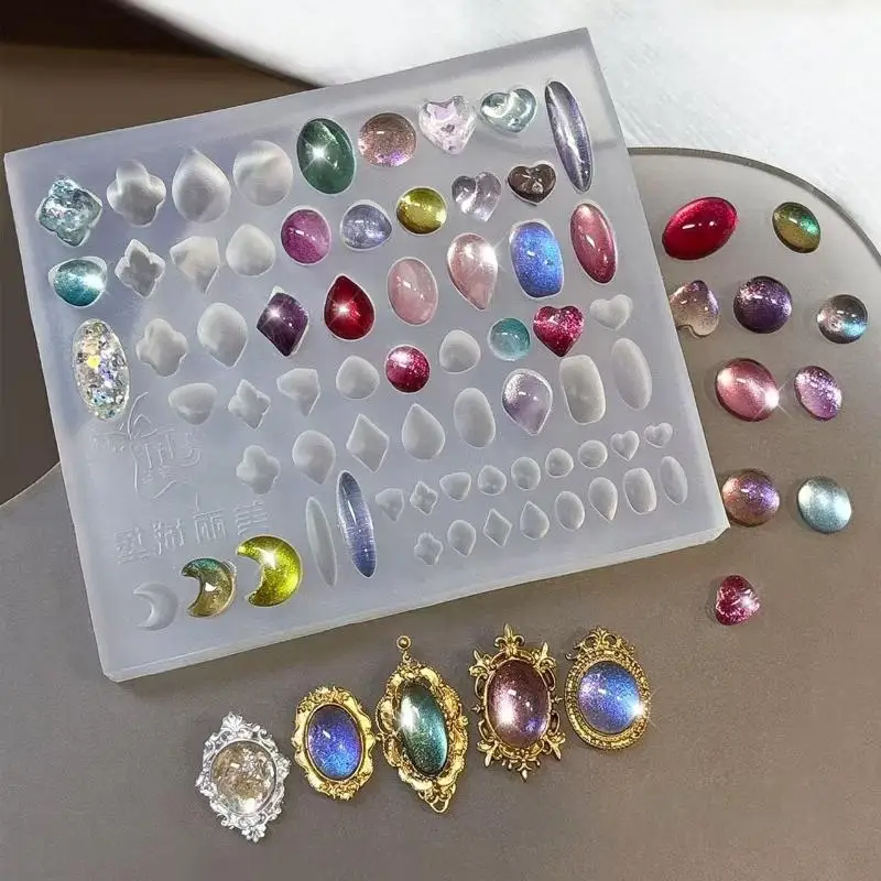 레트로 젬 바로크 쉘 3D 릴리프 네일 아트 실리콘 몰드 투명 액자 디자인 매니큐어 템플릿 (창의적인 네일 디자인용)