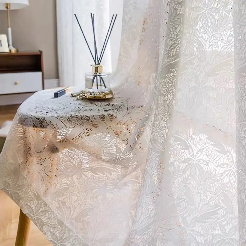 2023 New Curtains for  Living Room Gauze Tulle Curtain White Lace Sheer Balcony Bay Window White Semi-shading Screen Bedroom