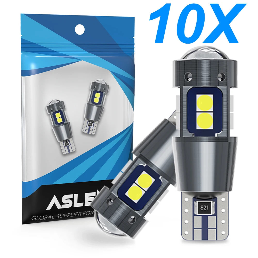 

10PCS High Quality T10 W5W 168 192 Led Tail Light 3030 10smd 12V Auto Lamp CANBUS NO Error Car Marker Parking Bulb 6000K ASLENT