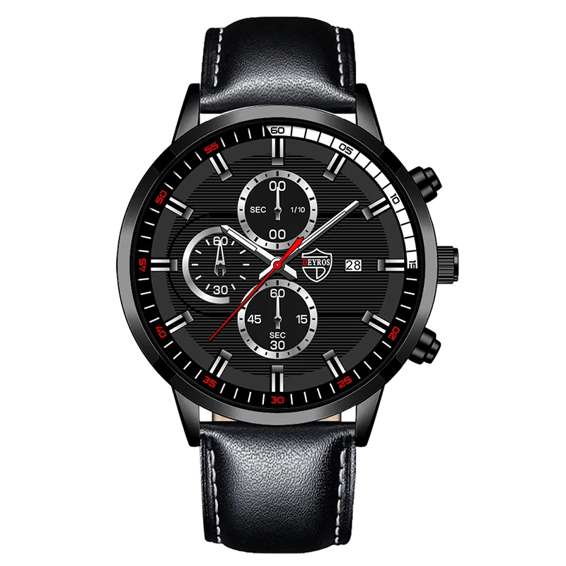 2022 Fashion Mens Sport Watches Men Casual Leather Bracelet Analog Quartz Wristwatch Calendar Male Business Luminous Clock 