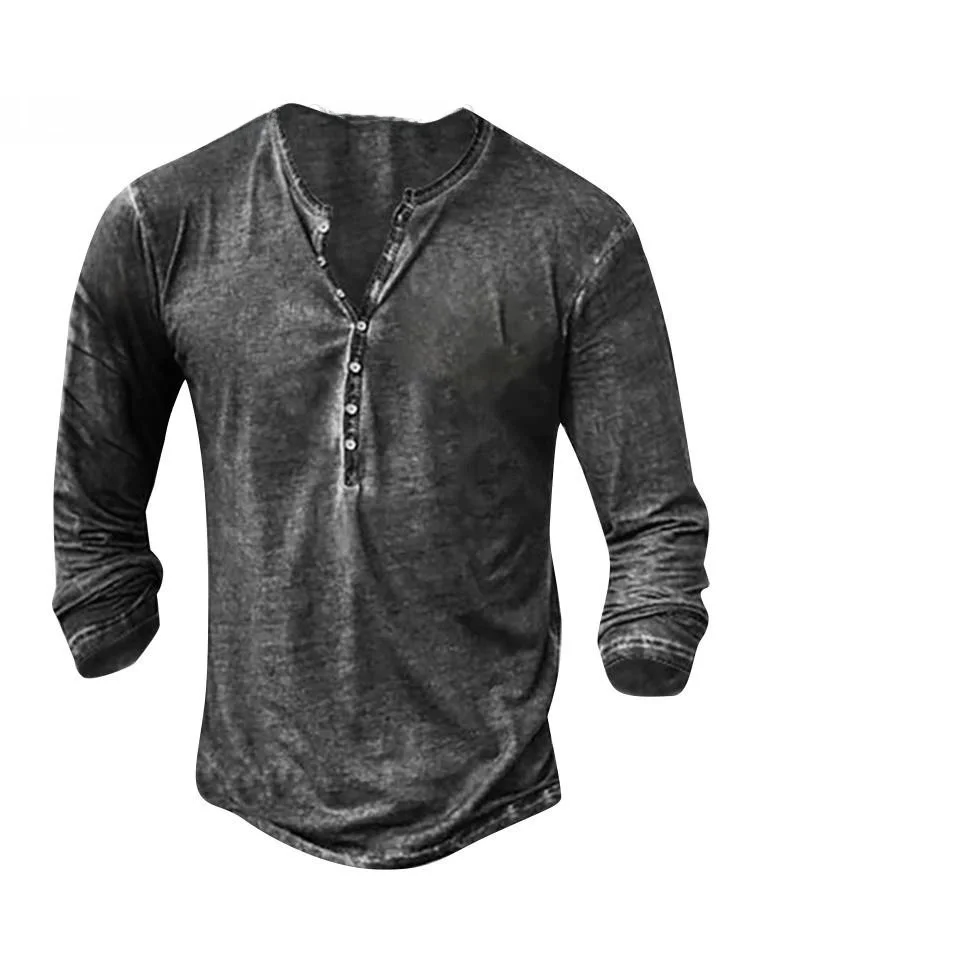 Men's Long Sve Open Collar irt Cotton Busin Casual  Color T-irt Outdoor Wear Non-fading Regular Sve Fit