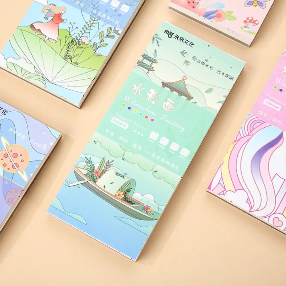 

Painting Supplies DIY Toys Pocket Drawing Book Blank Doodle Book Set Watercolor Paper Coloring Books With Paint and Brush