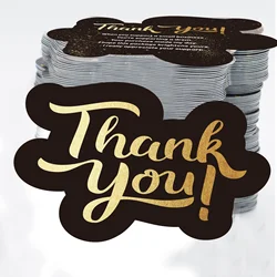 Elegant 50 - Pack Black & Gold Thank You Cards: Elevate Customer Appreciation, Versatile - Paper (Black)