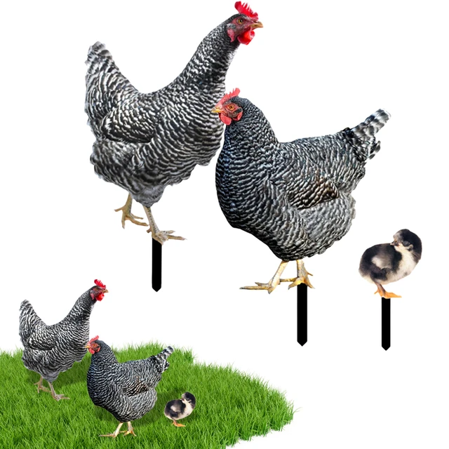 3 db Csirke Tét Reális Családi Kerti Szobrok Udvari Művészeti Rusztikus Kültéri Dekoráció Parasztház - Image 2