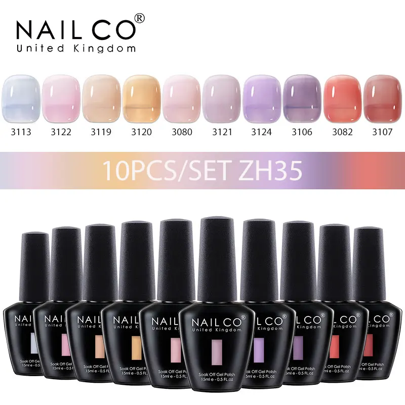 NAILCO 젤리 컬러 젤 네일 광택제 세트, 하이브리드 바니시 네일 아트 매니큐어 젤 광택제 베르니스 반영구 UV 젤 키트, 10 개, 15ml