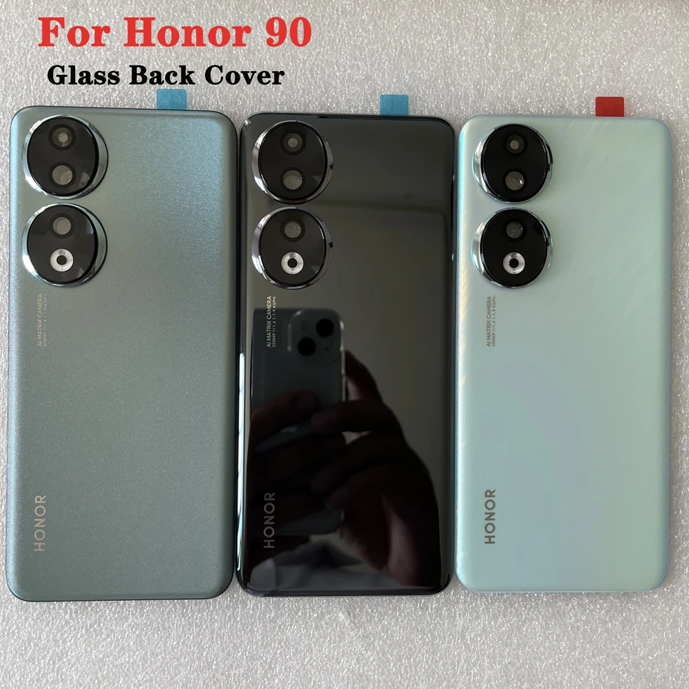 Новинка, задняя крышка батарейного отсека из закаленного стекла для Honor  90 5G, задняя крышка корпуса + крышка вспышки + объектив камеры | AliExpress