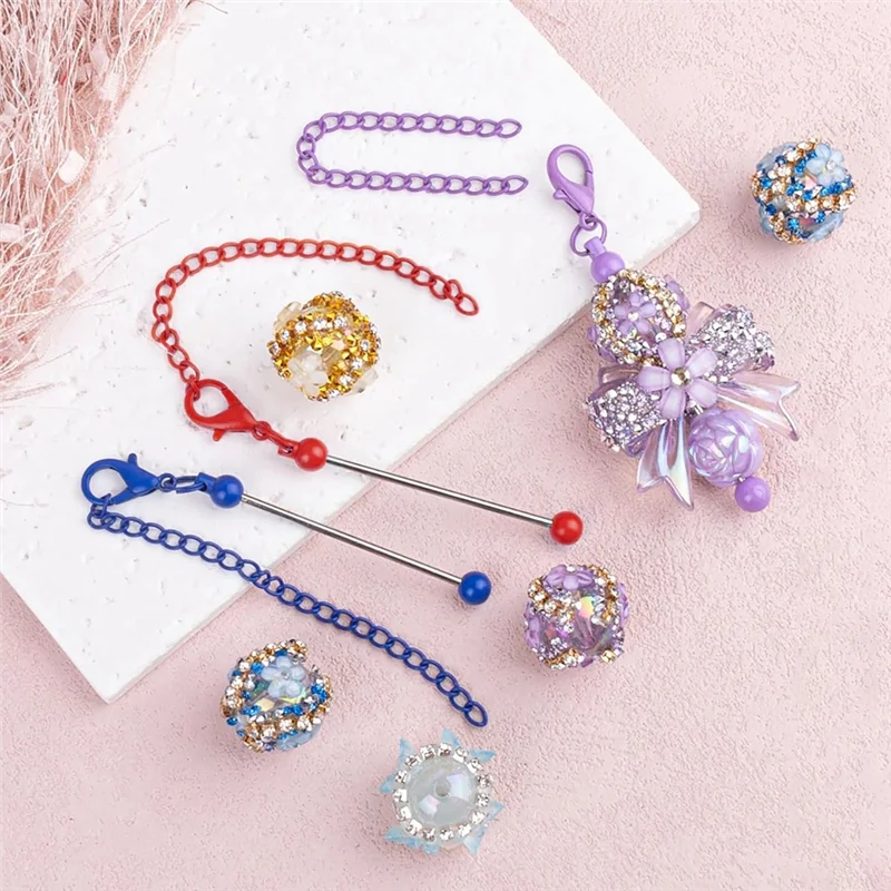 Hot Selling-Beaded Cup Charms Metal Cup Chain Decoration Beaded Cups Accessories For Cup,Beaded Charms Metal Chain Decor