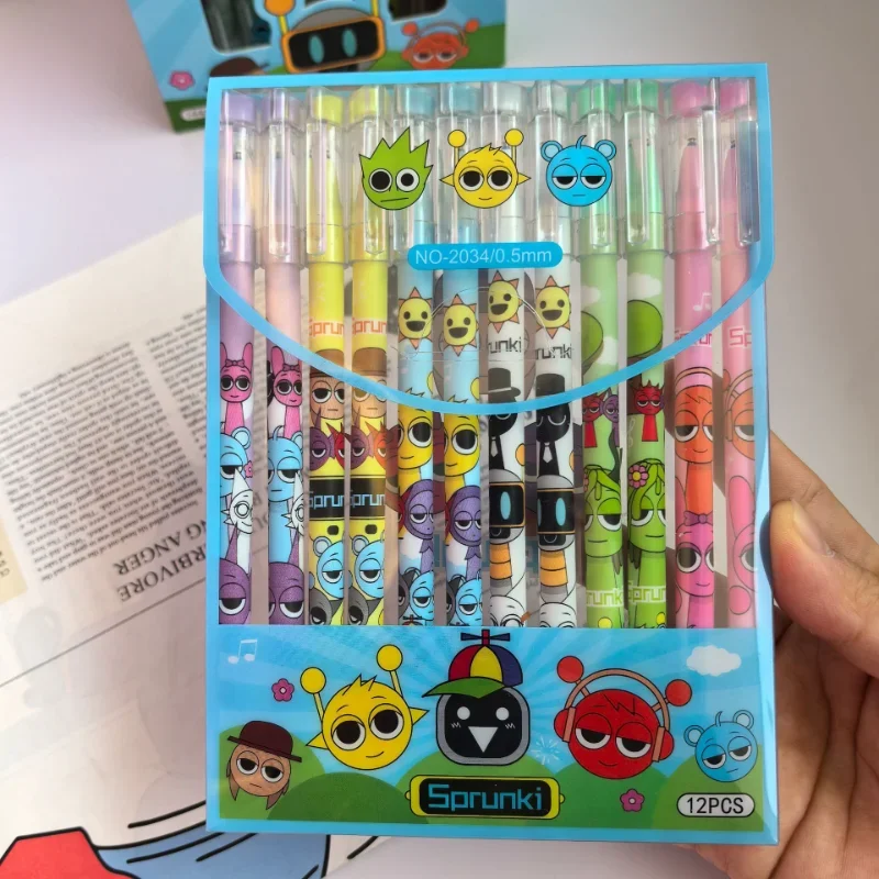 6/12/144Pcs/Box Sprunki Cartoon Erasable Pen Blue Black Ink Magic Gel Pen School Office Writing Stationery Supply Student Gift 5