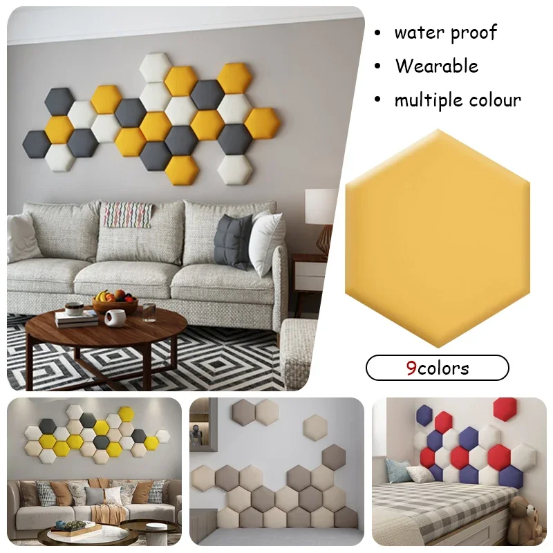 Nordic Kids Room Loft Hexagonal Headboard Soft Bag 3D Wall Sticker Tatami Bed Headboard Self-adhesive Wall Background Decal