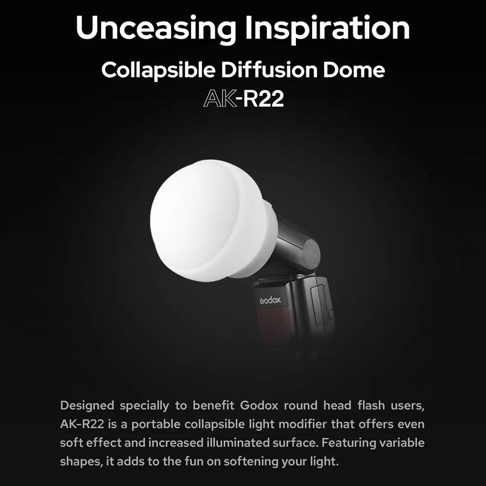 Godox AK-R22 silikonowa miękka kula świetlna V1 lampa błyskowa specjalna miękkie lekkie pudełko lampa błyskowa mały przenośny reflektor