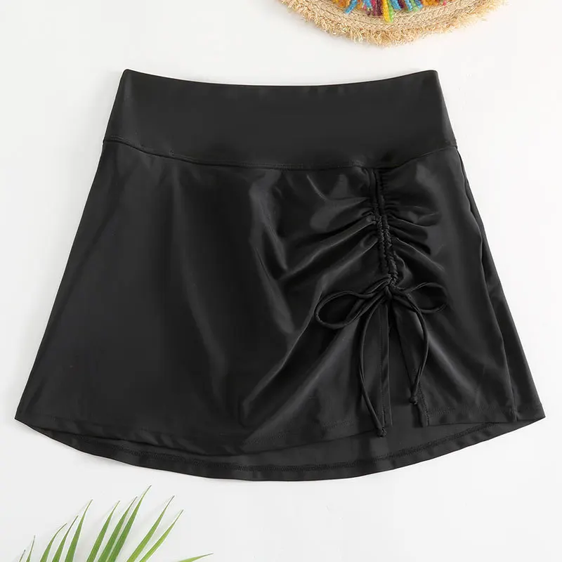 Hot Sale Of The Season New Pure Color Drawstring Beach Skirt Swimsuit Women's Conservative Holiday Swimwear Anti-Light Exposure