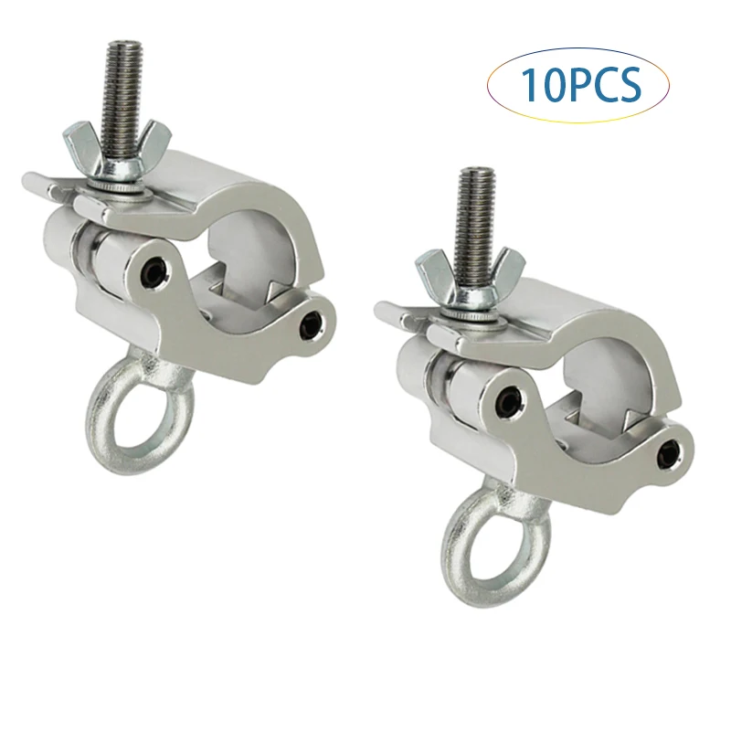 

10 Packs Aluminum Alloy Stage Light Pipe Clamp 200kg Loading Truss Eye Clamp for48- 50mm Tubing Clamp with Eyebolt
