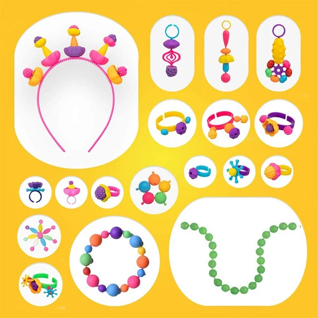 580Pcs Kids Pop Snap Beads Set DIY Fashion Jewelry Bracelet Making Kit Toys To Make Hairband Necklace Christmas Birthday Gifts 3