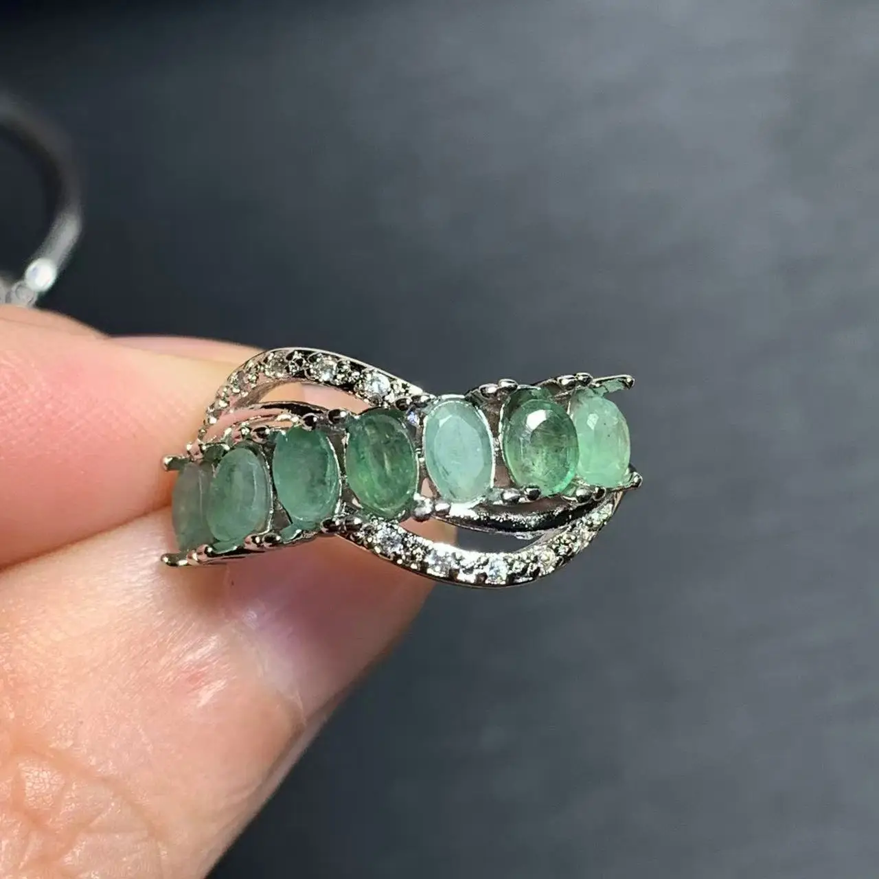 LEAF Natural Emerald Ring Adjustable Female Classic Ring Jewelry for Women Gift Wholesale High Quality Vintage Fine