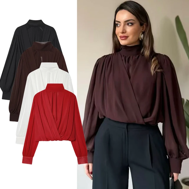 Femmes 2026 nouvelle Perspective dessus de chemise mode ample à manches longues élégant printemps Blouses Chic jeunesse rue voyage Blouses hauts 1