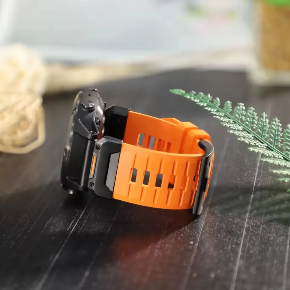 Durable Quick Fit Rubber & Metal Strap - Comfortable Band for Large Smartwatches