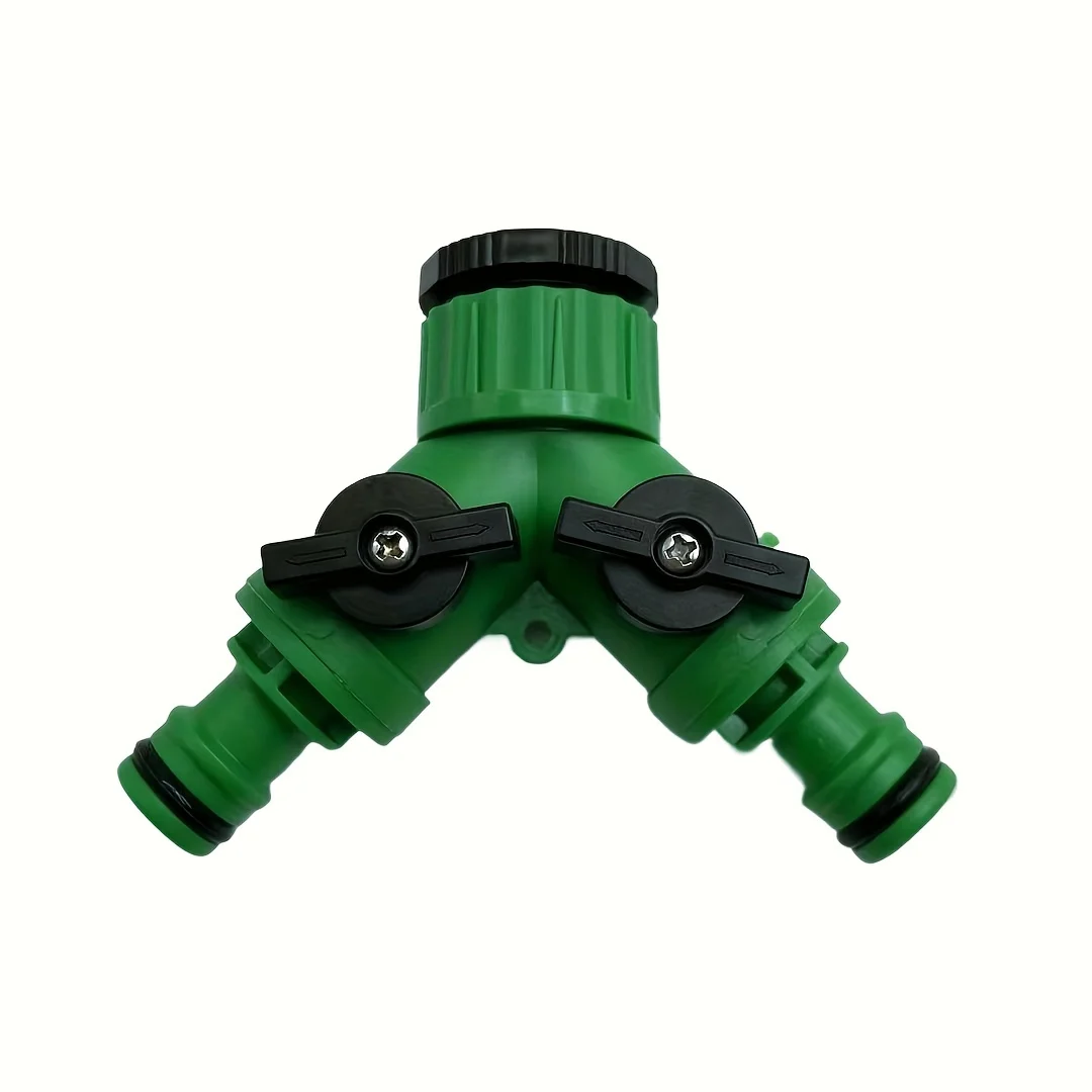 2-Way Water Hose Tap Splitter With Quick Connector And Y Type Adapter For Garden Faucet - Dual-Purpose Connectors For Yard Use