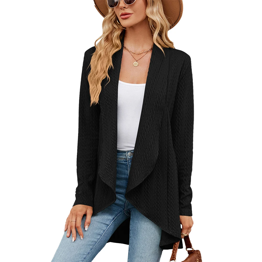 Womens Long Sleeve Knitted Waterfall Long Cardigan Sweater Tops Open Front. 2