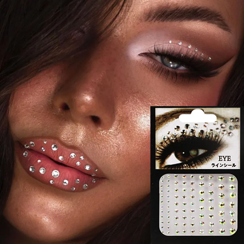 

Самоклеящиеся 3D бриллианты для лица, праздничное тело, смешанные размеры, украшение, искусственные Временные татуировки, макияж, искусственные ногти