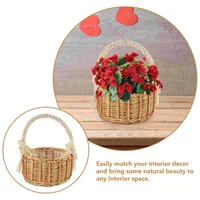 Woven Rattan Basket Storage Bins Flower Home Decor Material Eco Friendly Baskets For Snacks Kitchen Living Room Containers 2