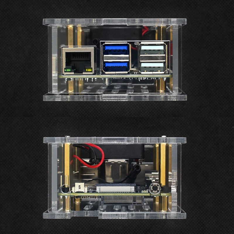 Orange Pi 5 Max Acrylic Case Transparent Shell Protective Box Cooling Fan Alumin
