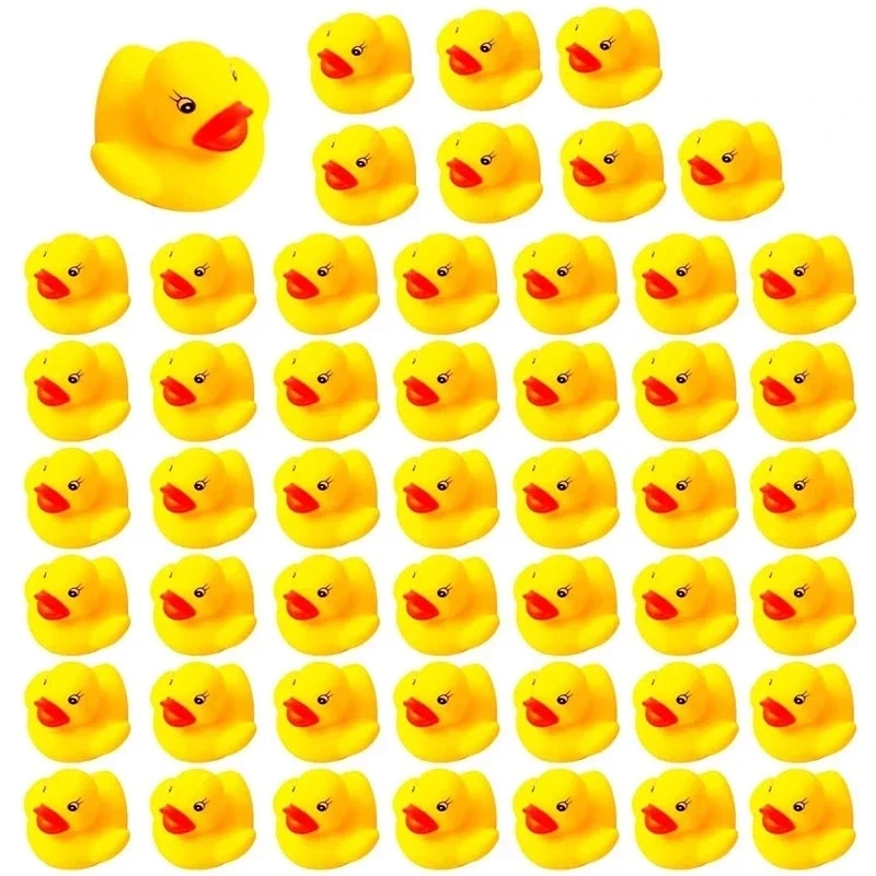 20-300pcs Baby Bath Toys Swimming Pool Bathing Ducks Water Game Float Squeaky Sound Rubber Ducks Toys for Children Gifts baby bath toys non toxic foam airplane submarine shape floating swimming pool toys children montessori toys kids gift