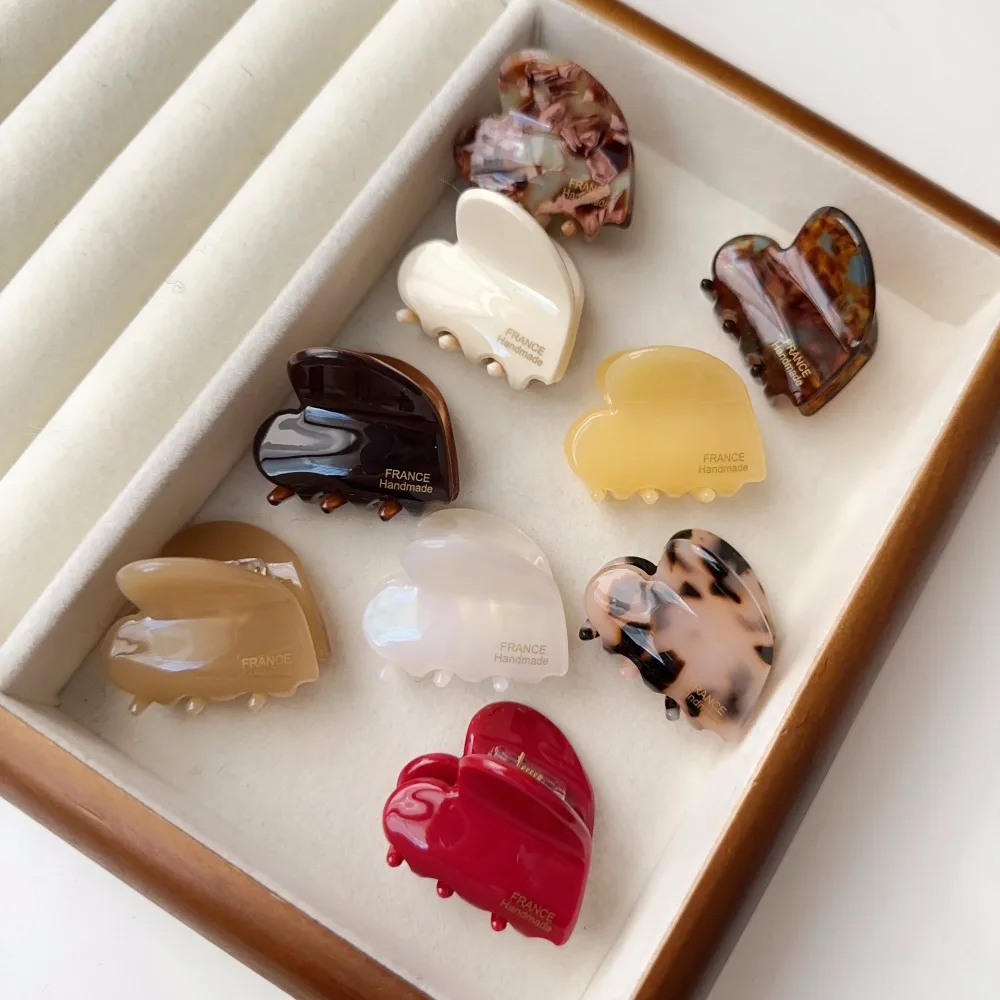 Fashion Acetic Acid Love Heart Hair Claw Y2K Barrettes Mini Hair Claw Hair Accessories Headwear Hair Grab Clip Party