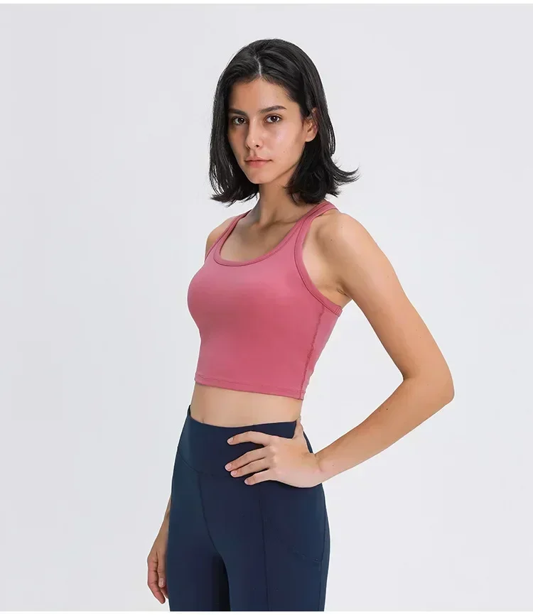 Lemon Women Cool Quick-drying Stretch Yoga Vest Elastic Casual Fitness Running Sports Underwear With Chest Pad Sports Bra Tops